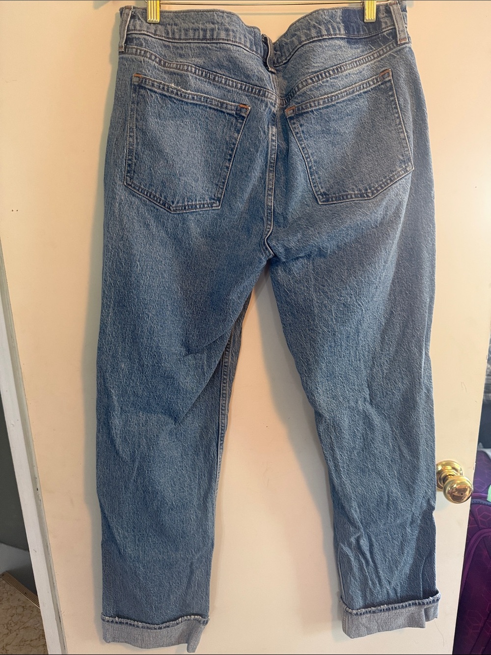 Abercrombie & Fitch Womens Blue Mid Rise 90’s Straight Jean Sz 32 Long EUC - Picture 3 of 9
